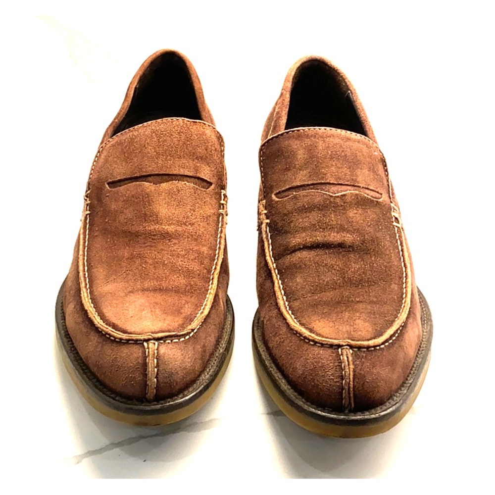 Donald J Pliner brown suede loafers